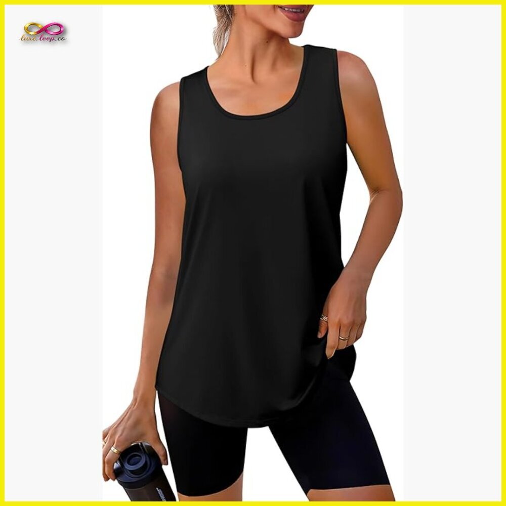 Sleeveless Athletic Tank Top Lightweight Gym Wear Relaxed Fit Classic U-Neck